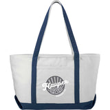 Baltic 18oz Cotton Canvas Zippered Tote — Blue (BL) — decorated front view — 3