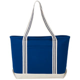Atlantic Stripe 20oz Cotton Canvas Zippered Tote — Navy (NY) — blank front view — 5