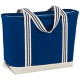 Atlantic Stripe 20oz Cotton Canvas Zippered Tote — Navy (NY) — blank product view — 6