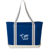 Atlantic Stripe 20oz Cotton Canvas Zippered Tote — Navy (NY) — decorated front view — 2