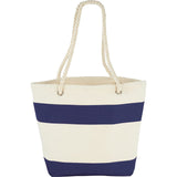 Capri Stripes 12oz Cotton Canvas Shopper Tote — Navy (NY) — blank front view — 4