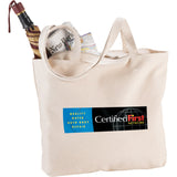 Zippered 10oz Cotton Canvas Shopper Tote — Natural (NT) — decorated front view — 2