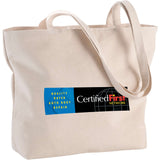 Zippered 10oz Cotton Canvas Shopper Tote — Natural (NT) — decorated product view — 4
