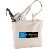 Zippered 10oz Cotton Canvas Shopper Tote — Natural (NT) — decorated product view — 3