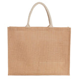 Jute Shopper Tote with Recycled Cotton Pocket — Natural (NT) — blank back view — 11