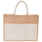 Jute Shopper Tote with Recycled Cotton Pocket — Natural (NT) — blank front view — 8
