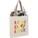 Rainbow Recycled 6oz Cotton Convention Tote — Natural (NT) — decorated right angle — 3
