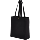 Repose 10oz Recycled Cotton Box Tote w/Snap — Black (BK) — blank left angle — 8