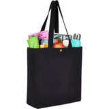 Repose 10oz Recycled Cotton Box Tote w/Snap — Black (BK) — blank right angle — 6