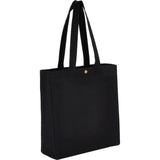 Repose 10oz Recycled Cotton Box Tote w/Snap — Black (BK) — blank right angle — 7
