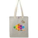 Repose 10oz Recycled Cotton Box Tote w/Snap — Gray (GY) — decorated front view