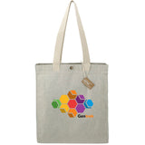 Repose 10oz Recycled Cotton Box Tote w/Snap — Gray (GY) — decorated front view — 11