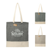 Split Recycled 5oz Cotton Twill Convention Tote — Black (BK) — decorated front view — 20