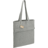Recycled Cotton Herringbone Tote w/Zip Pocket 7oz — Dark Gray (DGY) — blank right angle — 7