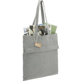 Recycled Cotton Herringbone Tote w/Zip Pocket 7oz — Dark Gray (DGY) — blank right angle — 6