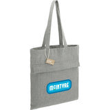 Recycled Cotton Herringbone Tote w/Zip Pocket 7oz — Dark Gray (DGY) — decorated right angle — 4