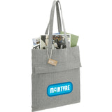 Recycled Cotton Herringbone Tote w/Zip Pocket 7oz — Dark Gray (DGY) — decorated right angle — 3