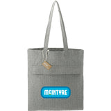 Recycled Cotton Herringbone Tote w/Zip Pocket 7oz — Dark Gray (DGY) — decorated front view — 2