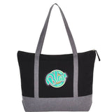 Repose 10oz Recycled Cotton Zippered Tote — Black (BK) — decorated front view — 4