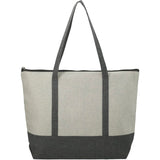 Repose 10oz Recycled Cotton Zippered Tote — Gray (GY) — blank back view — 17