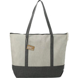Repose 10oz Recycled Cotton Zippered Tote — Gray (GY) — blank front view — 16
