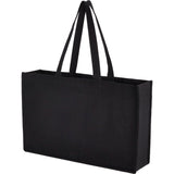 Repose 10oz Recycled Cotton Shoulder Tote — Black (BK) — blank left angle — 17