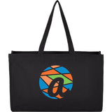 Repose 10oz Recycled Cotton Shoulder Tote — Black (BK) — decorated front view — 12