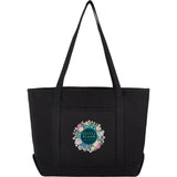 Repose 10oz Recycled Cotton Tote — Black (BK) — decorated front view — 11