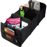 Recycled 3-Compartment Trunk Organizer — Black (BK) — decorated right angle — 2