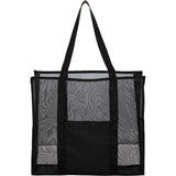 Large Mesh Beach Tote — Black (BK) — blank front view — 6