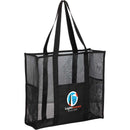 Large Mesh Beach Tote — Black (BK) — decorated right angle