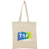 Recycled 6oz Cotton Twill Convention Tote — Natural (NT) — decorated front view — 9