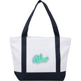 Oversized Recycled Canvas Tote Bag — Navy (NY) — decorated front view — 2