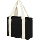12oz Cotton Shopper Tote with Contrast Handles — Black (BK) — blank left angle