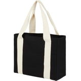 12oz Cotton Shopper Tote with Contrast Handles — Black (BK) — blank left angle — 7