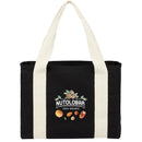 12oz Cotton Shopper Tote with Contrast Handles — Black (BK) — decorated front view