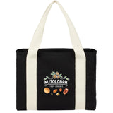 12oz Cotton Shopper Tote with Contrast Handles — Black (BK) — decorated front view — 3