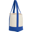 Small Recycled 8oz Cotton Tote — Blue (BL) — blank left angle