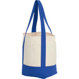 Small Recycled 8oz Cotton Tote — Blue (BL) — blank left angle — 19