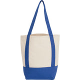 Small Recycled 8oz Cotton Tote — Blue (BL) — blank back view — 17