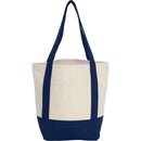 Small Recycled 8oz Cotton Tote — Navy (NY) — blank front view
