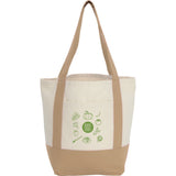 Small Recycled 8oz Cotton Tote — Tan (TN) — decorated front view — 2