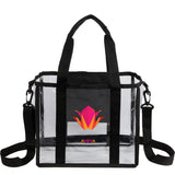 Small Clear Stadium Tote — Black (BK) — decorated front view — 2
