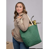 Sol Jute Classic Shopper Tote — Green (GR) — blank product view — 15