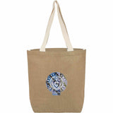Sol Jute Classic Shopper Tote — Natural (NT) — decorated front view — 17