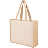 Sol Recycled Cotton & Jute Shopper Tote — Natural (NT) — blank left angle — 14