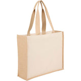 Sol Recycled Cotton & Jute Shopper Tote — Natural (NT) — blank right angle — 13