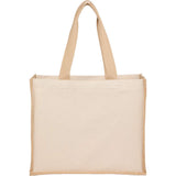 Sol Recycled Cotton & Jute Shopper Tote — Natural (NT) — blank front view — 12