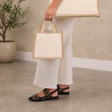 Sol Recycled Cotton & Jute Shopper Tote — Natural (NT) — blank product view — 8