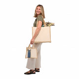 Sol Recycled Cotton & Jute Shopper Tote — Natural (NT) — blank product view — 9